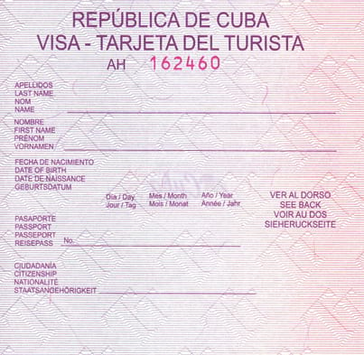 Pink Cuban Tourist Card